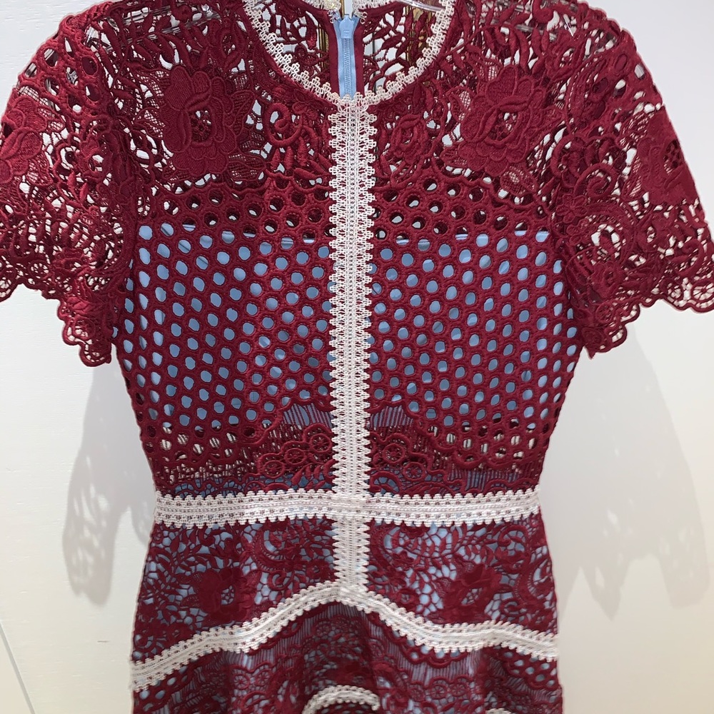 ALEXIS WORN ONCE burgundy rustikan dress size S.